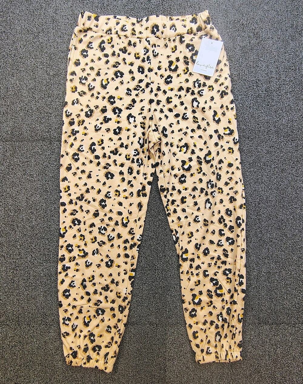 New Love Fire Women's Size S Animal Print Cozy Jogger Lounge Pants Leopard